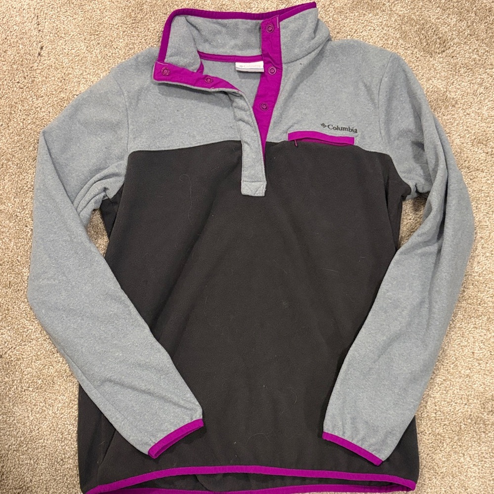 Columbia Black and Gray Pullover with Pink Trim